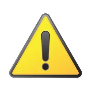 Ícone amarelo de atenção usado para alertar sobre o tema "Bronzeamento na Cabine Faz Mal" em conteúdo informativo do Studio Bronze Jardim Guanabara.