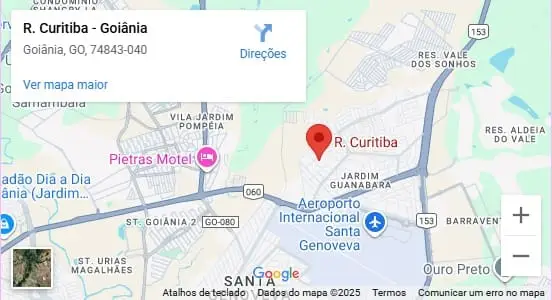 Mapa com a localização do Studio Bronze Jardim Guanabara na Rua Curitiba, setor Jardim Guanabara em Goiânia.